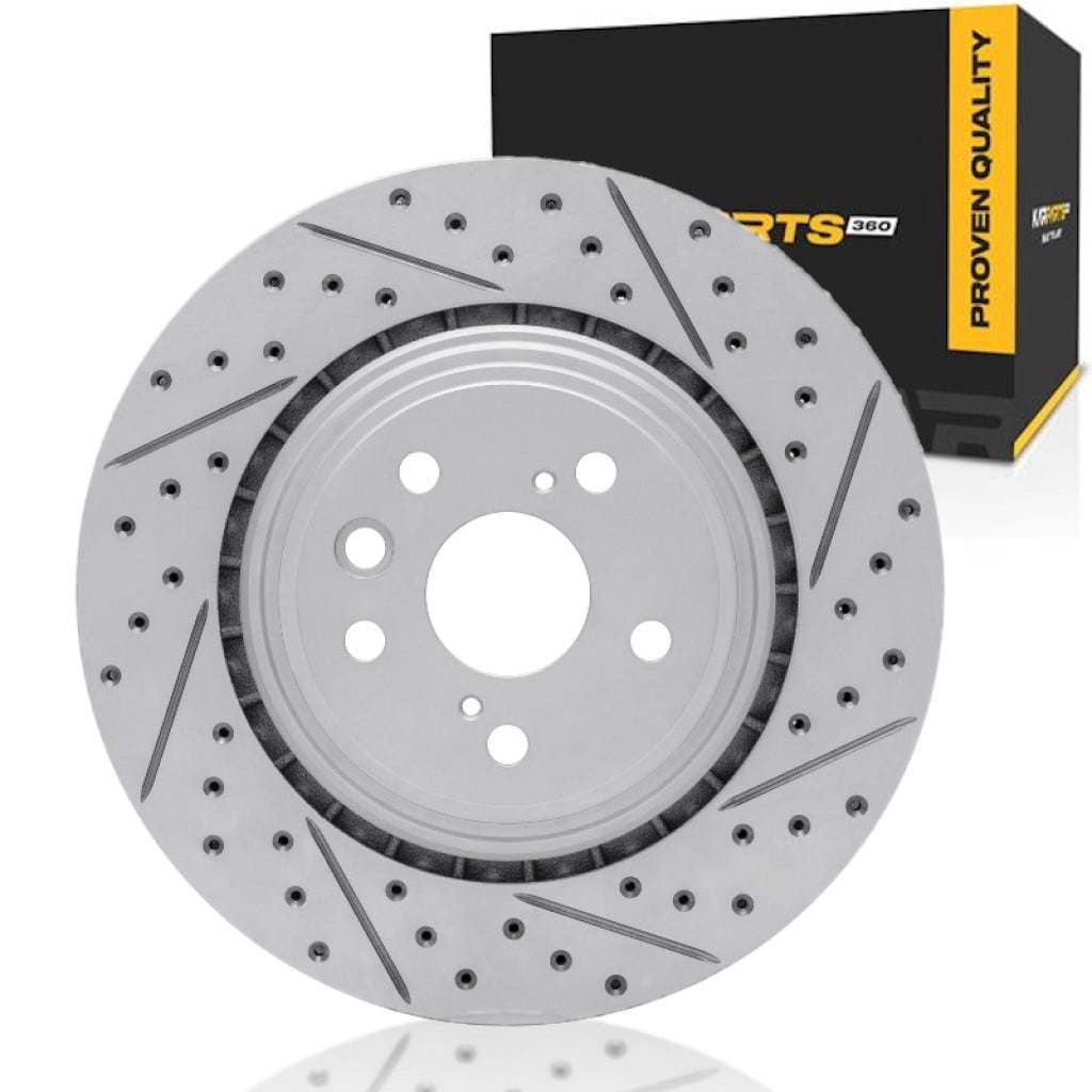 KarParts360 For Lexus RX350/RX350h 2023 2024 2025 Brake Rotor Front, Passenger Side | Drilled And Slotted Rotor Style | 62 Millimeters / 2.44 Inches Center Hole Diameter
