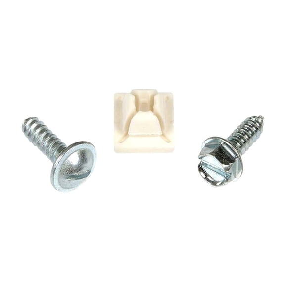 KarParts360 License Plate Retainers | Steel; Plastic | Zinc Clear Finish | White Color | 7 Inches Depth | 1/4 Inches By 3/4 Inches Size | Non-Lockable Lid