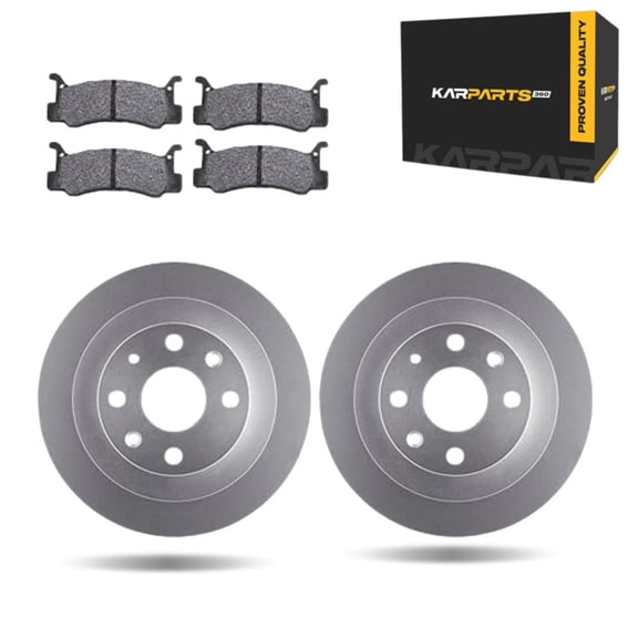 KarParts360 For Ford Escort 1991 92 93 94 95 1996 Brake Rotor Set | Rear | Cast Iron Material | Vented Type | Plain Style | 5 Lug | With Brake Pads