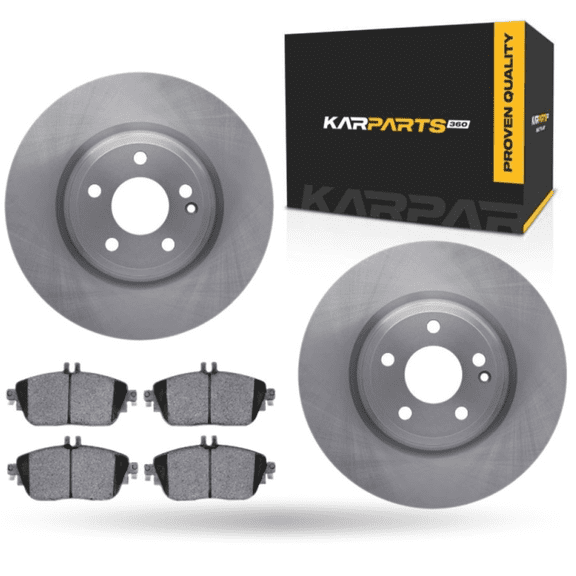 KarParts360 For Mercedes-Benz CLA45 AMG 2014 15 16 17 18 2019 Brake Set | Front | Cast Iron Rotor | Excluded Calipers | Solid | Plain Rotor Style | 108 Millimeters / 4.25 Inches Bolt Circle | 5 Lugs