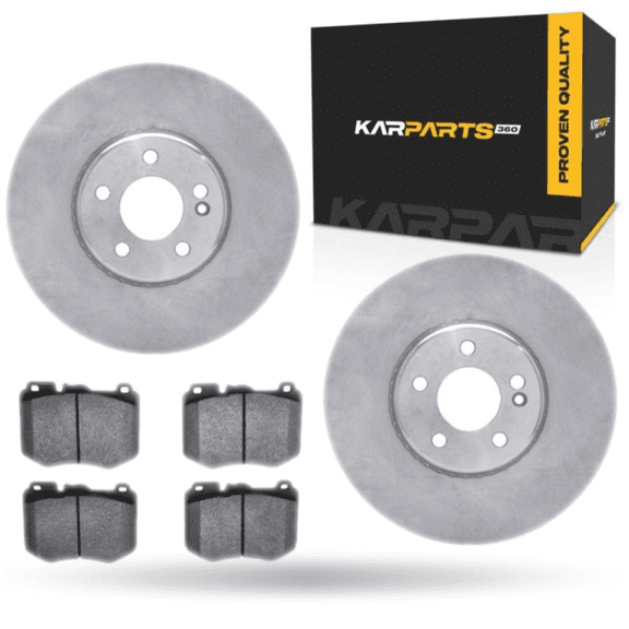 KarParts360 For Mercedes-Benz CLA45 AMG/C300 2015-2021 Brake Set | Front | Cast Iron Rotor | Excluded Calipers | Vented | Plain Rotor Style | 108 Millimeters / 4.25 Inches Bolt Circle | 5 Lugs