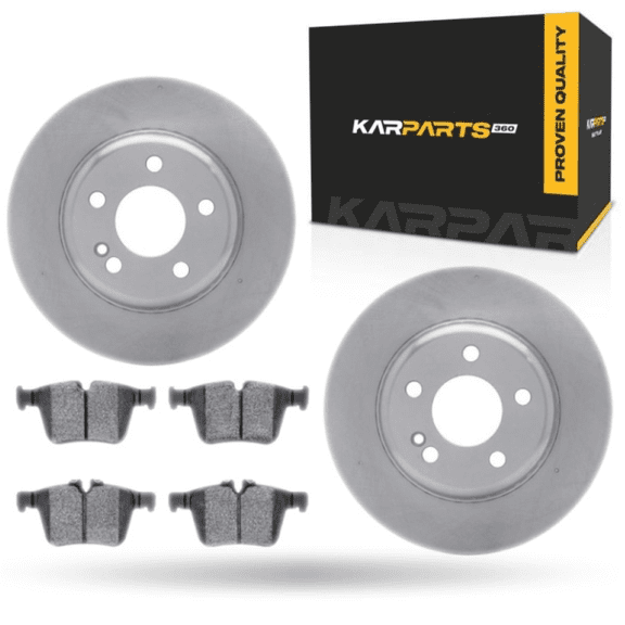 KarParts360 For Mercedes-Benz CLA45 AMG/CLA200 2015-2021 Brake Set | Rear | Cast Iron Rotor | Excluded Calipers | Vented | Plain Rotor Style | 114.3 Millimeters / 4.50 Inches Bolt Circle | 5 Lugs