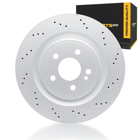 KarParts360 For Mercedes-Benz CLA45 AMG S 2024 2025 2026 Brake Rotor | Rear | Cast Iron | 5 Lug Holes | Vented | Drilled Style | 112 Millimeters / 4.41 Inches Bolt Circle