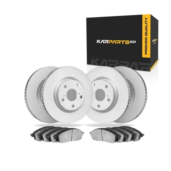 KarParts360 For Mercedes-Benz CLK350 2006 2007 2008 2009 Disc Brake Set | Front and Rear | Excluded Calipers | Plain Rotor Style | With Sensor | With Brake Pads