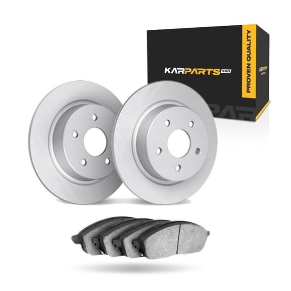 KarParts360 For Mercedes-Benz CLK350/CLK500 2006 2007 2008 2009 Brake Set | Rear | Cast Iron Rotor | Ceramic Pads | Vented Rotor | Plain Rotor Style | 114.3 Millimeters / 4.50 Inches Bolt Circle