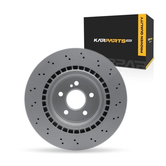KarParts360 For Mercedes-Benz CLS63 AMG 2007 08 09 10 2011 Disc Brake Rotor | Coated | Drilled Rotor Style | 24 Millimeters / 0.94 Inches Discard Thickness