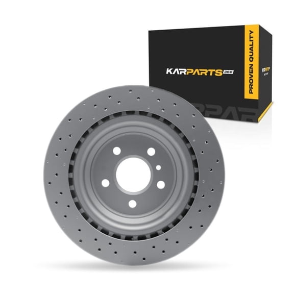 KarParts360 For Mercedes-Benz ML350/ML550 2012 2013 2014 2015 Disc Brake Rotor Rear | Cast Iron | Coated | Drilled Style | 22 Millimeters/0.87 Inches Nominal Thickness | 5 Stud/Lug Hole