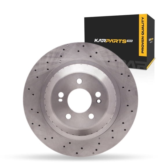 KarParts360 For Mercedes-Benz Maybach S550 2017 Disc Brake Rotor | Rear | Drilled Style | 340 Millimeters/13.39 Inches Outside Diameter | 5 Stud/Lug Hole