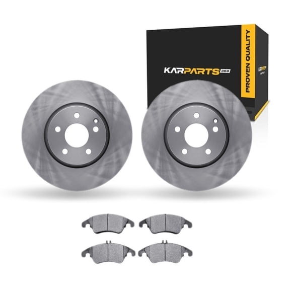 KarParts360 For Mercedes-Benz SLC300 2017 2018 2019 2020 Brake Rotor Set Front | Cast Iron | Excluded Calipers | Plain Rotor Style | 1-Piece Construction