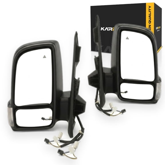 KarParts360 For Mercedes-Benz Sprinter 3500 2019-2024 Door Mirrors | Pair | Driver And Passenger Side | Power Adjust | Heated | Textured Black | Manual Folding With Signal Light | MB1320120, MB132112