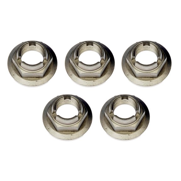 KarParts360 For Mercury Milan 2006 07 08 09 10 2011 Spindle Nuts | 5 Pieces | Steel | Slotted Type | Fine Thread Type | 32 Millimeters Hex Size | 6 Point | Replacement For 1X4Z3B477-AA, 6S4Z3B477-AA