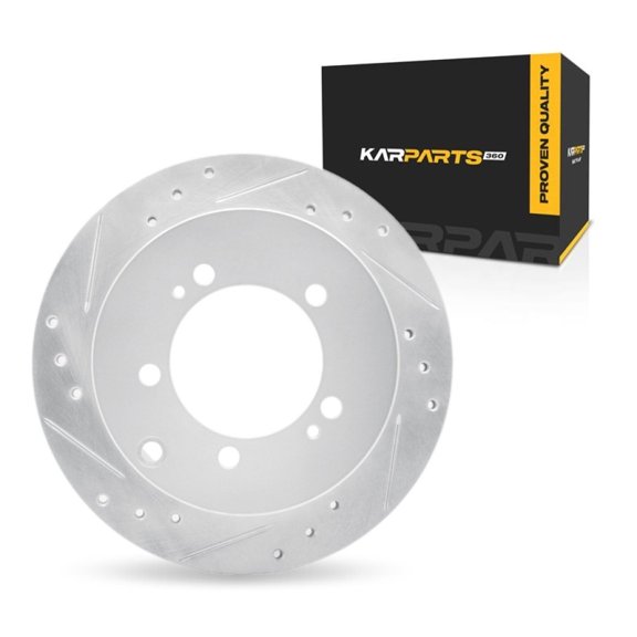 KarParts360 For Mitsubishi 3000GT 1991-1999 Brake Rotor Rear, Driver Side | Cast Iron | Vented | Silver Finish | 16.4 Millimeters/0.65 Inches Discard Thickness | 5 Stud/Lug Hole