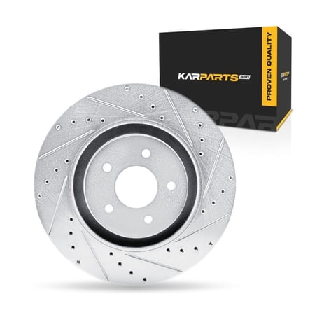 KarParts360 For Mitsubishi Outlander 2022 2023 2024 2025 Disc Brake Rotor Front, Passenger Side | Cast Iron | Vented | Drilled And Slotted Style | 68 Millimeters/2.68 Inches Center Hole Diameter