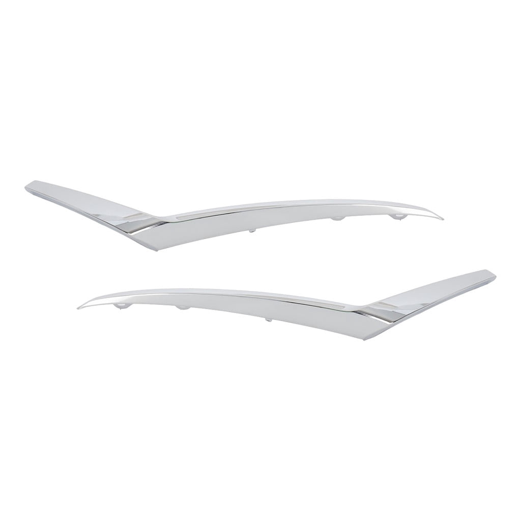 KarParts360 For Nissan Kicks 2018 19 20 21 22 2023 Bumper Cover Molding Driver And Passenger Side | Pair | Front | Plastic | Bright Chrome | Below Headlight | S/SV Models | For NI1046111, NI1047111