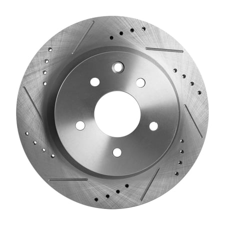 KarParts360 For Nissan Maxima 2016-2023 Brake Disc Rear, Driver OR Passenger Side | Single Piece | Natural | Vented Disc | 5 Pieces Lugs | Cross-drilled and Slotted | Replacement For 31387, 31530