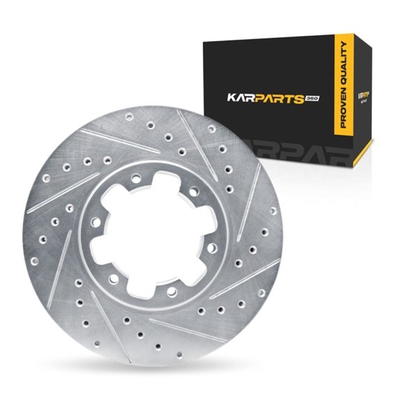 KarParts360 For Nissan Pathfinder 1996 1997 1998 Brake Rotor Front, Passenger Side | Cast Iron | Vented | Silver Finish | 100 Millimeters/3.94 Inches Center Hole Diameter