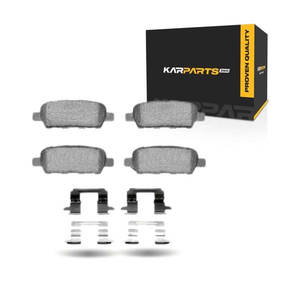 KarParts360 For Nissan Rogue Select 2014 2015 Disc Brake Pads Rear | Ceramic Friction | Included Clips, Hardware, Shims Option | Low Dust Rating | 105 Millimeters/4.13 Inches Pad Length