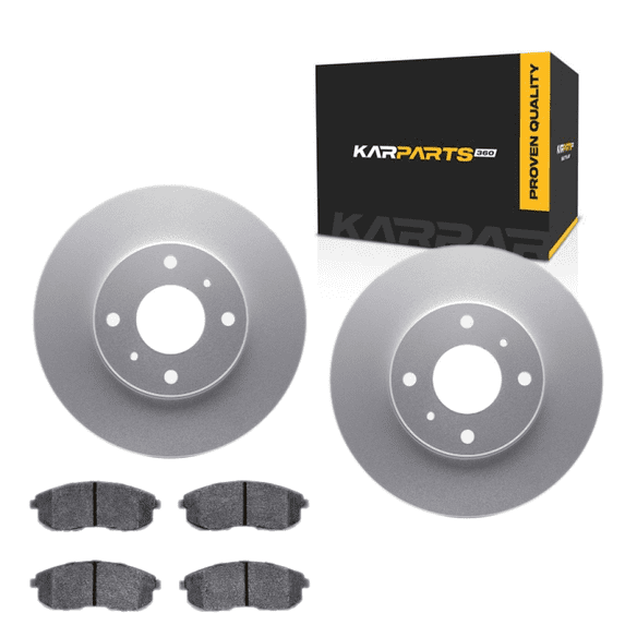 KarParts360 For Nissan Sentra 2000-2006 Rotors And Brake Pads Front | Cast Iron | Vented | Ceramic Pads | Performance/Racing Driving Style | Plain Rotor Style | 5 Lugs