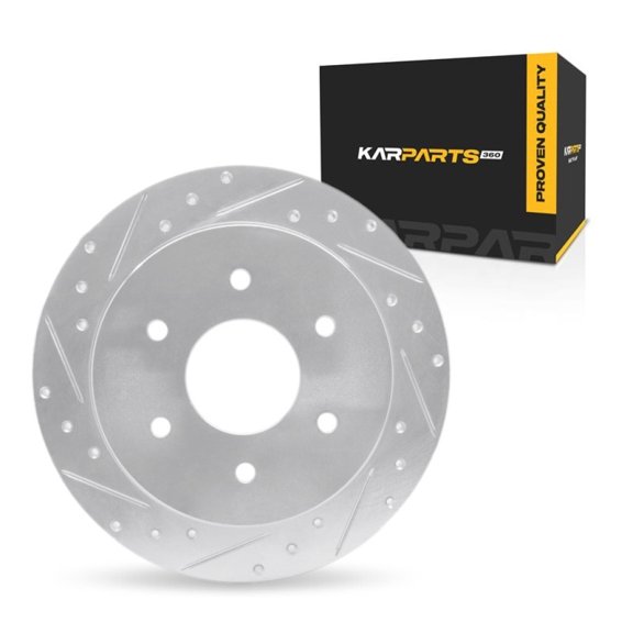 KarParts360 For Nissan Titan 2004-2015 Brake Rotor Rear, Driver Side | Cast Iron | Silver Finish | 82 Millimeters/3.23 Inches Center Hole Diameter | 12 Millimeters/0.47 Inches Discard Thickness