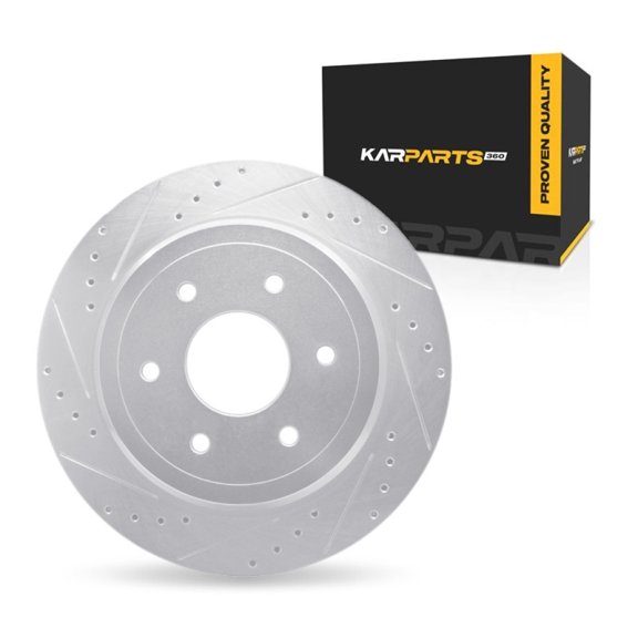 KarParts360 For Nissan Titan XD 2016-2024 Brake Rotor Rear, Driver Side | Cast Iron | Silver Finish | 82 Millimeters/3.23 Inches Center Hole Diameter | 28.5 Millimeters/1.12 Inches Discard Thickness