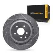KarParts360 For Nissan Z 2023 2024 2025 Brake Rotor Rear, Passenger Side | Cast Iron | Silver Finish | 20 Millimeters/0.79 Inches Nominal Thickness | 350 Millimeters/13.78 Inches Outside Diameter