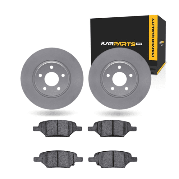 KarParts360 For Pontiac G6 2005 06 07 08 09 2010 Disc Brake Set | Rear | Cast Iron Rotor Material | Plain Rotor Style | 5000 Advanced Series Ceramic Pads | With Brake Pads