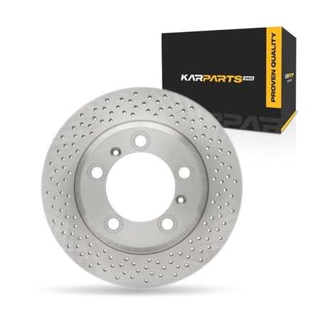 KarParts360 For Porsche Boxster 2005-2016 Disc Brake Rotor Rear | Cast Iron | Drilled | 98 Millimeters/3.86 Inches Center Hole Diameter | 18 Millimeters/0.71 Inches Discard Thickness