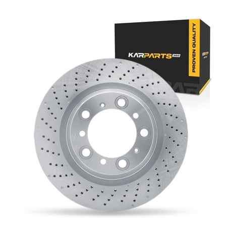 KarParts360 For Porsche Boxster 2016 Brake Rotor Rear, Driver Side | Cast Iron | Vented | 26 Millimeters/1.02 Inches Discard Thickness | 330 Millimeters/12.99 Inches Outside Diameter | Drilled