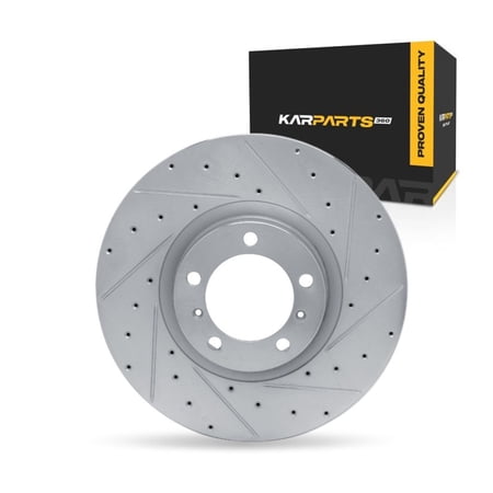 KarParts360 For Porsche Taycan 2020 21 22 23 24 2025 Brake Rotor Front, Passenger Side | Silver | 14.17 Inches Outside Diameter | 1.34 Inches Discard Thickness