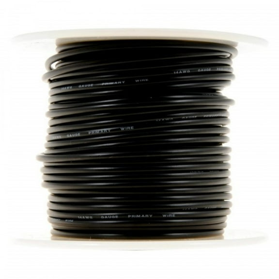 KarParts360 Primary Wire | Copper Core | Stranded Composition | Black Insulation Color | Polyvinyl Chloride Insulation Material | 14 Wire Gauge Measurement