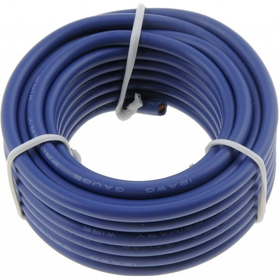 KarParts360 Primary Wire | Copper Core | Stranded Composition | Blue Insulation | Polyvinyl Chloride Insulation Material | 12-gauge Wire Gauge Measurement
