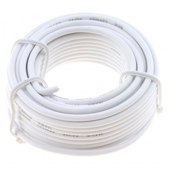 KarParts360 Primary Wire | Copper Core | White Insulation | Polyvinyl Chloride | Stranded Composition | 240 Inches Length