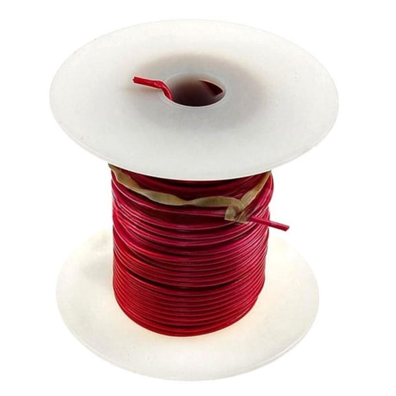 KarParts360 Primary Wire | Vinyl | Red | Copper Conductor | 18 ga. Gauge