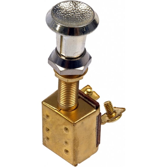 KarParts360 Push/Pull Switch | Metal Housing | Brass Color/Finish | 15 Amperage | Non-Illuminated | Single Pole Type | Silver Switch Color/Finish