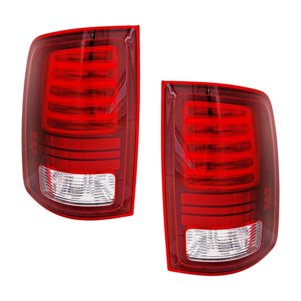 KarParts360 For Ram 2500/3500 2014 15 16 17 2018 Tail Light Driver And Passenger Side | Pair | CAPA | LED | Red & Clear Lens | Black | Premium Type | Light/Heavy Duty w/Bulbs | CH2800202C, CH2801202C