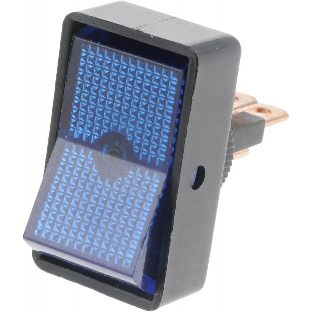 KarParts360 Rocker Switch | Black | Plastic Housing | 20 Amperage | Blue Switch | Single Pole | Illuminated