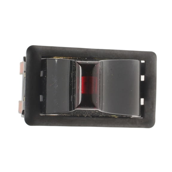 KarParts360 Rocker Switch | Brass | Black | Red Illumination | Single Pole | Mounting Holes Switch Mounting | Blade Terminal | Replacement For K30199