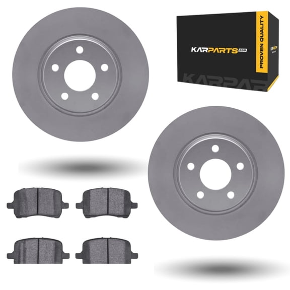KarParts360 For Saturn Aura 2007 2008 2009 Brake Rotor Set | Front | Cast Iron Material | Vented Type | Plain Style | 5 Lug | With Brake Pads