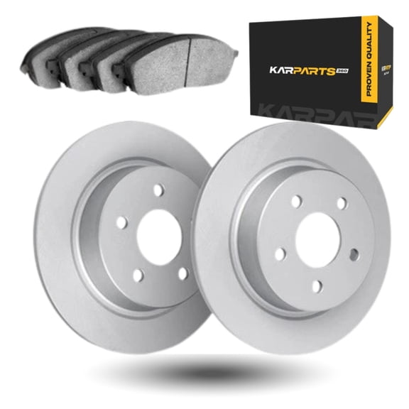 KarParts360 For Saturn Aura 2007 2008 2009 Brake Rotor Set | Rear | Cast Iron Material | Vented Type | Plain Style | 5 Lug | With Brake Pads
