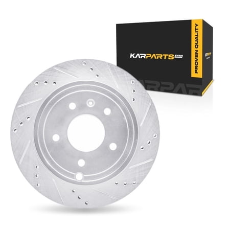 KarParts360 For Saturn Vue 2008 2009 2010 Brake Rotor Rear, Passenger Side | Cast Iron | Vented | Silver Finish | 18.4 Millimeters/0.72 Inches Discard Thickness | 5 Stud/Lug Hole