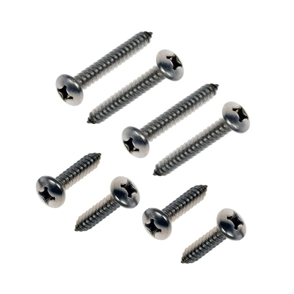 KarParts360 Self Tapping Screws | Stainless Steel Material | Clear, Zinc Finish | Coarse Thread | Pan Head Shape | Phillips Drive Style | 8 Pieces