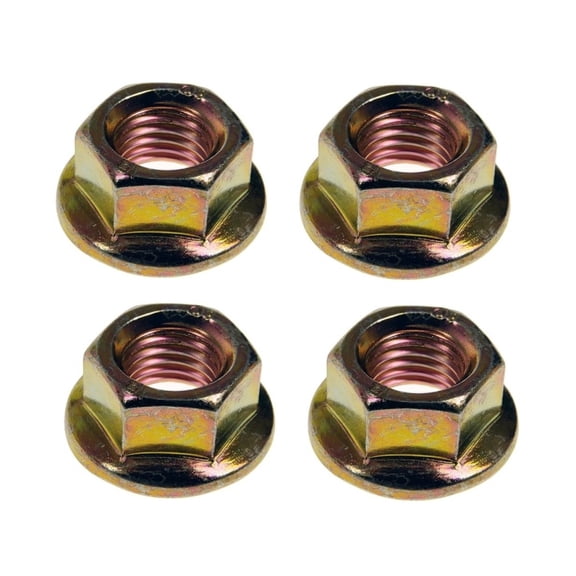 KarParts360 Serrated Flange Hex Nuts | Steel | Zinc Finish | Yellow Color | Medium Thread Type | M10 Inside Diameter | Clockwise Right Thread Direction | M10-1.25 Callout Size