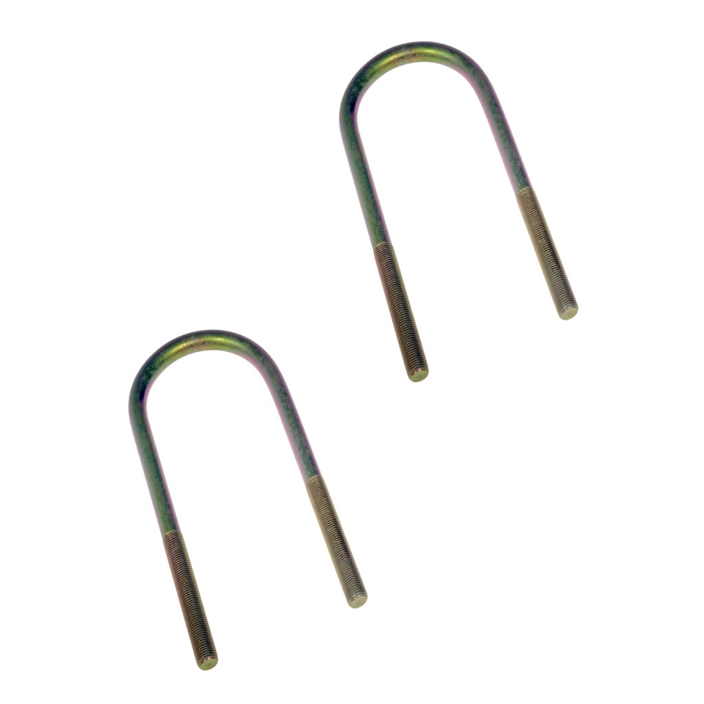 KarParts360 Threaded U-Bolt Set | Steel Material | Yellow Zinc Finish | Round U-Bolt | Hex Head Drive | Fine Thread | 1/2 Inches Thread Diameter | 2 pieces