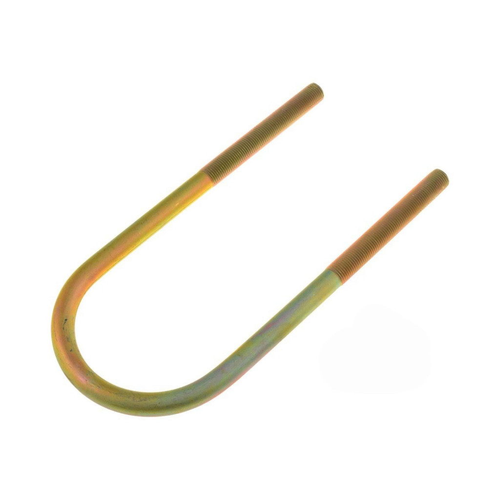 KarParts360 Threaded U-Bolt | Steel | Fine Thread | Yellow Zinc | Round U-Bolt | Heat Hardened | 1/2 Inches Thread Diameter