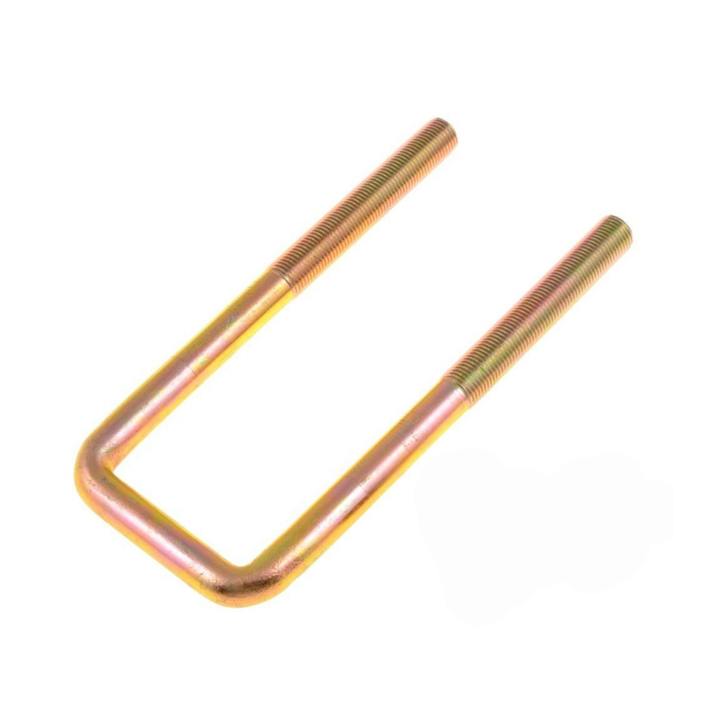 KarParts360 Threaded U-Bolt - Steel | Yellow Zinc | Square U-Bolt | Heat Hardened | Fine Thread | 1/2 Inches Thread Diameter