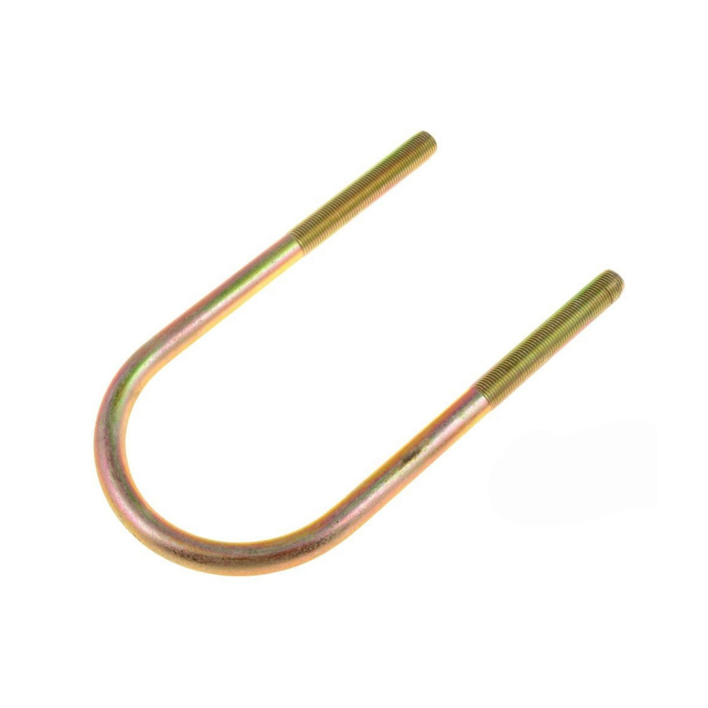 KarParts360 Threaded U-Bolt | Yellow Zinc | Steel | Fine Thread | Round U-Bolt | Heat Hardened | 1/2 Inches Thread Diameter