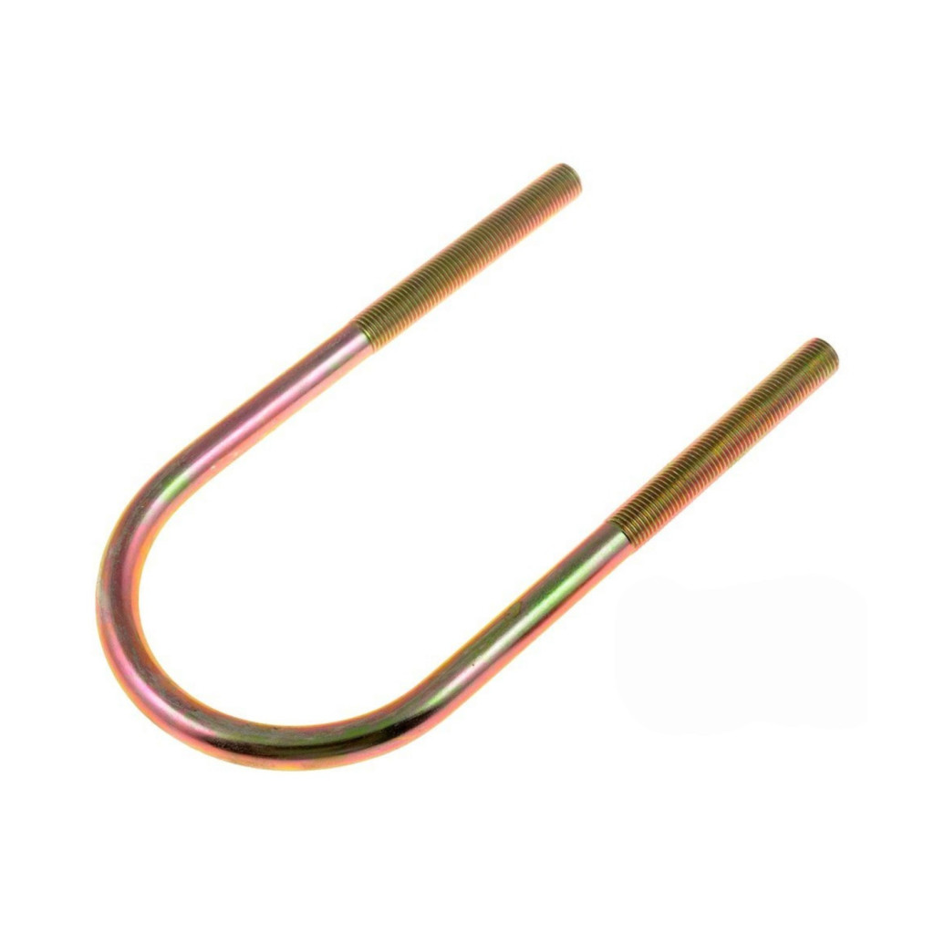 KarParts360 Threaded U-Bolt | Yellow Zinc | Steel | Round U-Bolt | Heat Hardened | Fine Thread | 7/16 Inches Thread Diameter