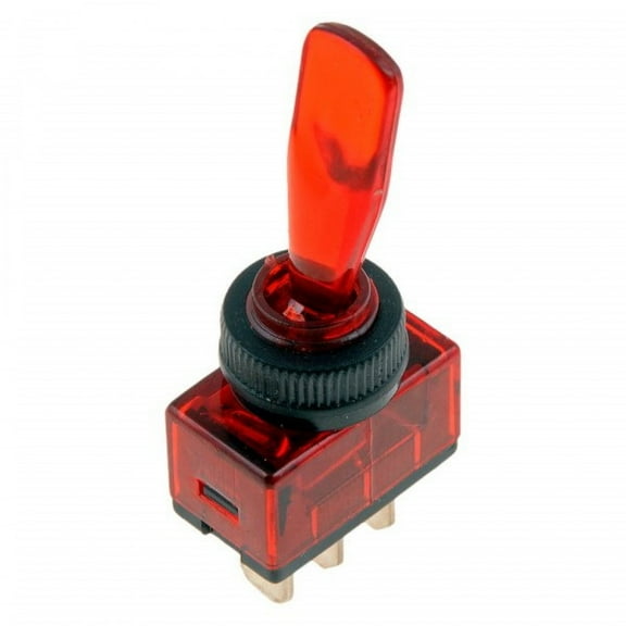 KarParts360 Toggle Switch | Plastic Housing | Black and Red Color/Finish | Single Pole Type | Toggle Switch Actuation Type | 20A Amperage Rating