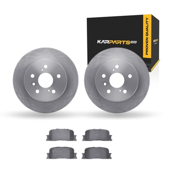 KarParts360 For Toyota Highlander 2001 2002 2003 Brake Rotor Set Rear | Cast Iron | Excluded Calipers | Solid | Plain Rotor Style | 1-Piece Construction