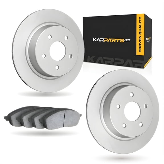 KarParts360 For Toyota Highlander 2001 2002 2003 Brake Set | Cast Iron Rotor | Ceramic Pads | Solid Rotor | Plain Rotor Style | 112 Millimeters / 4.41 Inches Bolt Circle